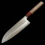 Japanese Santoku knife - MIURA - Fubuki series - Stainless SG2 - Hammered - Walnut wood handle - Size : 17cm