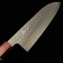 Japanese Santoku knife - MIURA - Fubuki series - Stainless SG2 - Hammered - Walnut wood handle - Size : 17cm