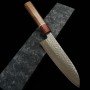 Japanese Santoku knife - MIURA - Fubuki series - Stainless SG2 - Hammered - Walnut wood handle - Size : 17cm