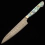 Japanese Petty knife - NIGARA - SG2 - Anmon Damascus Finish - Mother-of-Pearl Inlay handle - size: 15cm