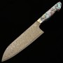 Japanese Santoku knife - NIGARA - SG2 - Anmon Damascus Finish - Mother-of-Pearl Inlay handle - size: 18cm