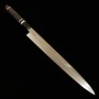 Japanese Yanagiba Knife - MIURA - Silver3 Chinagashi - Ebony handle with silver ferrule - MagnoliawoodSheath - size:33cm