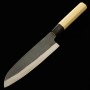 Japanese Santoku Knife - MIURA - Blue carbon steel No.1 - stainclad - Kurouchi Finish - Magnoliawood handle - size: 16.5cm