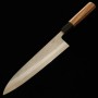 Japanese chef knife gyuto - HATSUKOKORO - SKD steel - Nashiji - Teak wood handle - size: 21cm