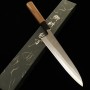 Japanese chef knife gyuto - HATSUKOKORO - SKD steel - Nashiji - Teak wood handle - size: 21cm