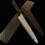 Japanese Chef Wagyuto Knife - KAGEKIYO - Urushi Kuroro Series - Gray Damascus Carbon Blue Steel No.1 - Size: 24cm