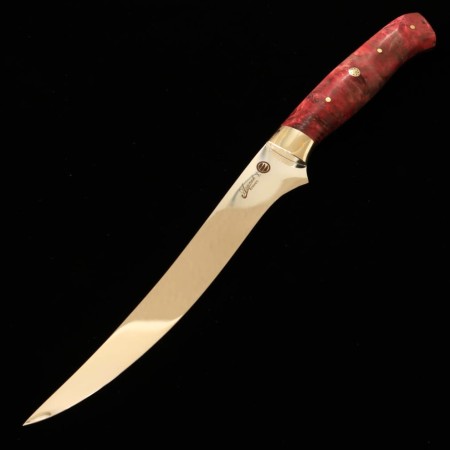 Japanese Filet Knife - Asurah knives × Miura Knives - Collaboration knife series - SUS420J2 ‐ Mirror Finish - Red - Size:15cm