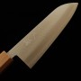 Japanese Santoku Knife - MIURA - Samidare - V1 - Hammered - Brown ash handle - size: 17cm