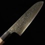 Japanese Santoku knife - KAGEKIYO - Stainless ZA-18 - Black damascu - Walnut wood handle - Size : 18cm