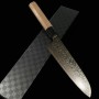 Japanese Santoku knife - KAGEKIYO - Stainless ZA-18 - Black damascu - Walnut wood handle - Size : 18cm