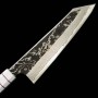 Japanese Kiritsuke Chef knife gyuto - HATSUKOKORO - YOROKOBI SP - SLD - kurouchi - Damascus - blast - Custom handle - size: 24cm