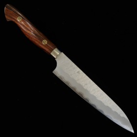Japanese Petty knife - NIGARA - SG2 - Migaki Hammered Finish - Iron wood handle - size: 15cm