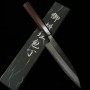 Japanese Petty knife - HATSUKOKORO - Blue carbon steel No.2 - Kumokage Damascus Finish - Wenge wood handle - size: 15cm