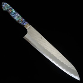 Japanese chef knife Gyuto - NIGARA - SG2 - Migaki Hammered Finish - Mother-of-Pearl Inlay handle - size: 24cm