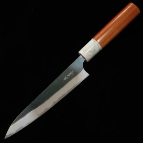 Japanese Petty knife - MASAKAGE - Mizu - Blue carbon steel No.2 - Kurouchi - American cherry handle - size: 15cm
