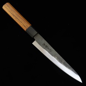 Japanese Petty knife - HIDARI YORIMITSU - Blue carbon steel No.1 - Kurouchi - Ironwood handle - size: 16cm