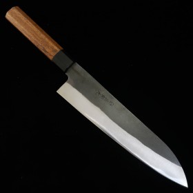 Japanese Chef Knife Gyuto - HIDARI YORIMITSU - Blue carbon steel No.1 - Kurouchi - Ironwood handle - size: 21cm