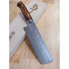 Japanese knife nakiri TAKESHI SAJI - Damascus R2 diamond finish -ironwood handle - Size:18cm