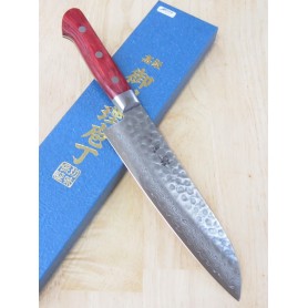 Japanese Santoku Knife - SUISIN - Damascus Wine Serie - Size: 18cm